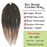 6 Packs 18 Inch 144 Strands Crochet Box Braids Crochet Hair Pre Looped Synthetic Jumpo Braiding Hair Crochet Hair For Black Wome