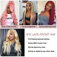 Alimubi Hair 613 Lace Front Wig Human Hair 200 Density 613 13X6 Lace Front Wig Human Hair Body Wave 613 Hd Lace Frontal Wig 24