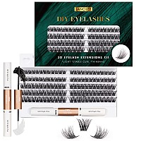 Lanciley Lash Extension Kit 120 Lash Clusters With Lash Bond And Seal And Tweezers C D Curl Individual Lashes Thin Band Soft Flu