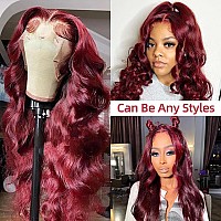 99J Burgundy Lace Front Wigs Human Hair Pre Plucked 13X4 Red Lace Front Wigs Human Hair Colored Body Wave 180 Density Hd Lace F