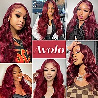 99J Burgundy Lace Front Wigs Human Hair Pre Plucked 13X4 Red Lace Front Wigs Human Hair Colored Body Wave 180 Density Hd Lace F