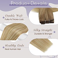 Full Shine Weft Hair Extensions Human Hair Sew In Hair Extensions Blonde Hair Extensions Sew In Color Brown To Honey Blonde Mix