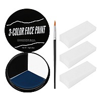 Bobisuka White Black Blue Face Paint 3Pc Sponge Brush Body Paint Set Colored Eye Black For Baseball Softball Sport Games F