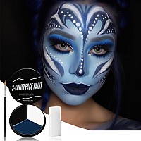 Bobisuka White Black Blue Face Paint 3Pc Sponge Brush Body Paint Set Colored Eye Black For Baseball Softball Sport Games F