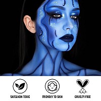 Bobisuka White Black Blue Face Paint 3Pc Sponge Brush Body Paint Set Colored Eye Black For Baseball Softball Sport Games F