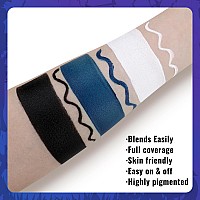 Bobisuka White Black Blue Face Paint 3Pc Sponge Brush Body Paint Set Colored Eye Black For Baseball Softball Sport Games F