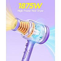 Wavytalk Ionic Blow Dryer With Diffuser Professional 1875W Hair Dryer For Women Constant Temperature Comb For Fasting Drying