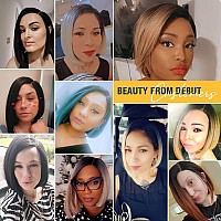 Dbut Ombre Highlight Gray Short Bob Wigs Side Part Lace Front Wig Chin Length Bob Left Side Part With Ear To Ear Lace Front Gr