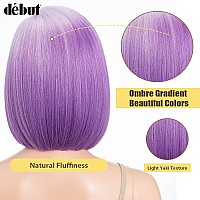 Dbut Lace Front Bob Wigs Ombre Purple Side Part Lace With Handtied Lace Front Short Bob Synthetic Wig For Women Natural Hairl