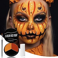 Bobisuka Black Red Orange Face Body Paint 3Pc Sponge Brush Colored Eye Black For Baseball Softball Sport Games Face Painti