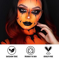 Bobisuka Black Red Orange Face Body Paint 3Pc Sponge Brush Colored Eye Black For Baseball Softball Sport Games Face Painti