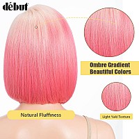 Dbut Short Bob Wigs Light Pink To Peach Side Part With Ear To Ear Lace Front Wig Ombre Strawberry Pink Lace Bob Wig For Women