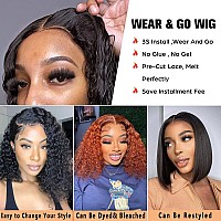 Wear And Go Glueless Wigs Human Hair Pre Plucked Deep Wave Bob Wig Human Hair Lace Front Wigs For Beginners Upgraded No Glue Pre