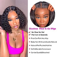 Wear And Go Glueless Wigs Human Hair Pre Plucked Deep Wave Bob Wig Human Hair Lace Front Wigs For Beginners Upgraded No Glue Pre