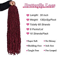 Leeven 30 Inch Burgundy Butterfly Locs Crochet Hair Goddess Crochet Butterfly Locs Hair 6 Packs Butterfly Goddess Braids Crochet