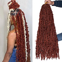 Leeven 30 Inch Copper Red Butterfly Locs Crochet Hair Long Goddess Crochet Butterfly Locs Hair 6 Packs Butterfly Goddess Braids