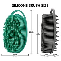 2 Pack Silicone Body Scrubber Silicone Loofah Doublesided Body Brush Silicone Shower Scrubber And Scalp Massager Shampoo Brush