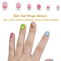 Colorful Kid Nail Stickers Full Nail Wraps For Kids Girls Self Adhesive Nail Strips For Nail Art Decoration Fun Including Rainbo