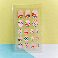 Colorful Kid Nail Stickers Full Nail Wraps For Kids Girls Self Adhesive Nail Strips For Nail Art Decoration Fun Including Rainbo