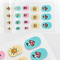 Colorful Kid Nail Stickers Full Nail Wraps For Kids Girls Self Adhesive Nail Strips For Nail Art Decoration Fun Including Rainbo