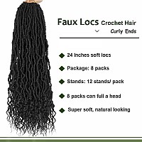 8 Packs 24 Inch Soft Locs With Curly Ends Faux Locs Crochet Hair Boho Braids Crochet Locs Hair For Women Crochet Dreads 24Inch