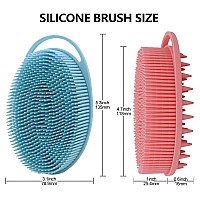 2 Pack Silicone Body Scrubber Silicone Loofah Doublesided Body Brush Silicone Shower Scrubber And Scalp Massager Shampoo Brush