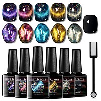 Meet Across Colorful Clouds Cat Eye Gel Nail Polish Set Soak Off Uv Led Light Manicure Nail Art Gift Kit 6 Colors With Free Magn