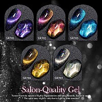 Meet Across Colorful Clouds Cat Eye Gel Nail Polish Set Soak Off Uv Led Light Manicure Nail Art Gift Kit 6 Colors With Free Magn