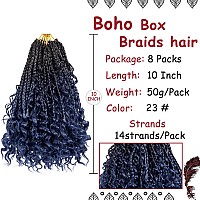 Beverlee 10 Inch 8 Packs Boho Box Braids Goddess Box Braids Crochet Hair Bohemian Hippie Braids Braiding Hair Box Braids With Cu