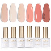 Gaoy Milky Pink Jelly Nude Gel Nail Polish Set 6 Transparent Colors Sheer White Gel Nail Kit For Salon And Nail Art Diy At Home