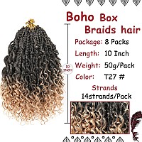 Beverlee 10 Inch 8 Packs Boho Box Braids Goddess Box Braids Crochet Hair Bohemian Hippie Braids Braiding Hair Box Braids With Cu