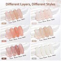 Gaoy Milky Jelly Nude Gel Nail Polish Set 6 Transparent Colors Sheer White Pink Gel Nail Kit For Salon And Nail Art Diy At Home