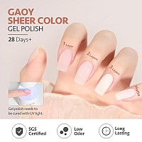 Gaoy Milky Jelly Nude Gel Nail Polish Set 6 Transparent Colors Sheer White Pink Gel Nail Kit For Salon And Nail Art Diy At Home