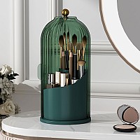 Yoolens Makeup Brush Holder Organizer With Lid360 Rotating Clear Dustproof Makeup Brushes Organizer For Vanity Desktop Bathroom