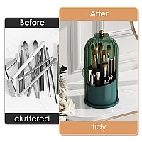 Yoolens Makeup Brush Holder Organizer With Lid360 Rotating Clear Dustproof Makeup Brushes Organizer For Vanity Desktop Bathroom