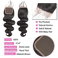 Releek Body Wave Bundles With Closure Brazilian Virgin Ocean Wave Human Hair 3 Bundles With 4X4 Lace Closure With Baby Hair Free