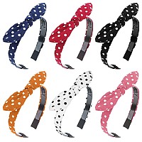 Jaciya Bow Bandana Headbands For Women Non Slip Fashion Knotted Thin Headband With Bow Red Polka Dot Headband Girls Bunny Ears H