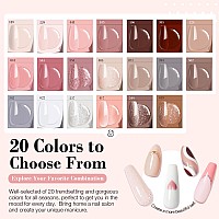 Azurebeauty 31 Pcs Dip Powder Nail Kit 20 Colors Glitter Nude Pink White Gray Dip Powder Liquid Set With Topbase Coat Activato