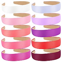 Wecoe 10Pcs Satin Hairband 13 Inch Wide Headbands For Women And Girls Non Slip Fashion Hair Accessories Diy Holiday Hair Acc