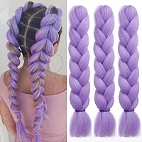 Emmor Jumbo Braiding Hair Extensions 24 Inch High Temperature Synthetic Fiber 3 Pcs Box Braids Braiding Hair Twist Crochet Braid