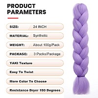 Emmor Jumbo Braiding Hair Extensions 24 Inch High Temperature Synthetic Fiber 3 Pcs Box Braids Braiding Hair Twist Crochet Braid