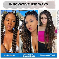 Emmor Jumbo Braiding Hair Extensions 24 Inch High Temperature Synthetic Fiber 3 Pcs Box Braids Braiding Hair Twist Crochet Braid