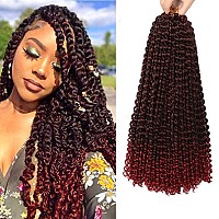 Passion Twist Hair 18 Inch Water Wave Crochet Hair 2 Packs Long Bohemian Hair Braiding Ombre Burgundy Passion Twist Crochet Ha