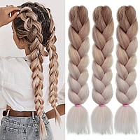 Emmor Jumbo Braiding Hair Extensions 24 Inch High Temperature Synthetic Fiber 3 Pcs Box Braids Braiding Hair Twist Crochet Braid