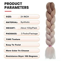 Emmor Jumbo Braiding Hair Extensions 24 Inch High Temperature Synthetic Fiber 3 Pcs Box Braids Braiding Hair Twist Crochet Braid