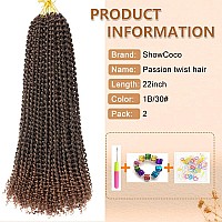 2Packs Passion Twist Hair 22 Inch Passion Twist Crochet Hair For Black Women Water Wave Crochet Braiding Hair Extensions 22 Inc