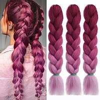 Emmor Jumbo Braiding Hair Extensions 24 Inch High Temperature Synthetic Fiber 3 Pcs Box Braids Braiding Hair Twist Crochet Braid