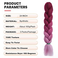 Emmor Jumbo Braiding Hair Extensions 24 Inch High Temperature Synthetic Fiber 3 Pcs Box Braids Braiding Hair Twist Crochet Braid