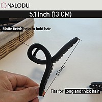 Nalodu 5 Inch Hair Claw Clips Extra Large No Slip Big Matte Jaw Butterfly Clip For Thin Fine Thick Hair Women 2 Pack Black