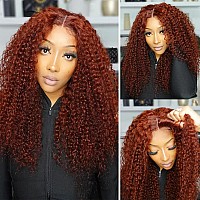 Nadula Put On And Go Glueless Reddish Brown Glueless Curly Wig 6X475 Pre Cut Lace Human Hair Wig Red Brown Hd Lace Closure Colo